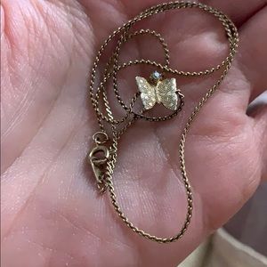 Vintage Brassy Gold butterfly necklace